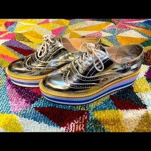 Aldo Metallic Silver Platform Shoes